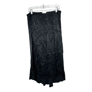 Seen Worn Kept Skirt Womens 10 Satin Buttons Midi Floral Black Fairy Grunge Boho